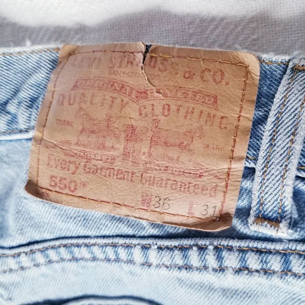 Vtg Levi's 550 Relaxed Fit Denim Jeans 36 X 31 Faded Light Wash Men's Distressed